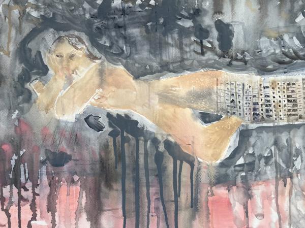 Mermaid, watercolor on paper, 56 x 76 cm