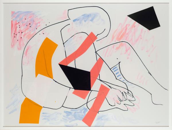 Wojciech Fangor, Pedicure 2, 1990- 2005, mixed media drawing, collage on paper, framed, 121 x 161 cm